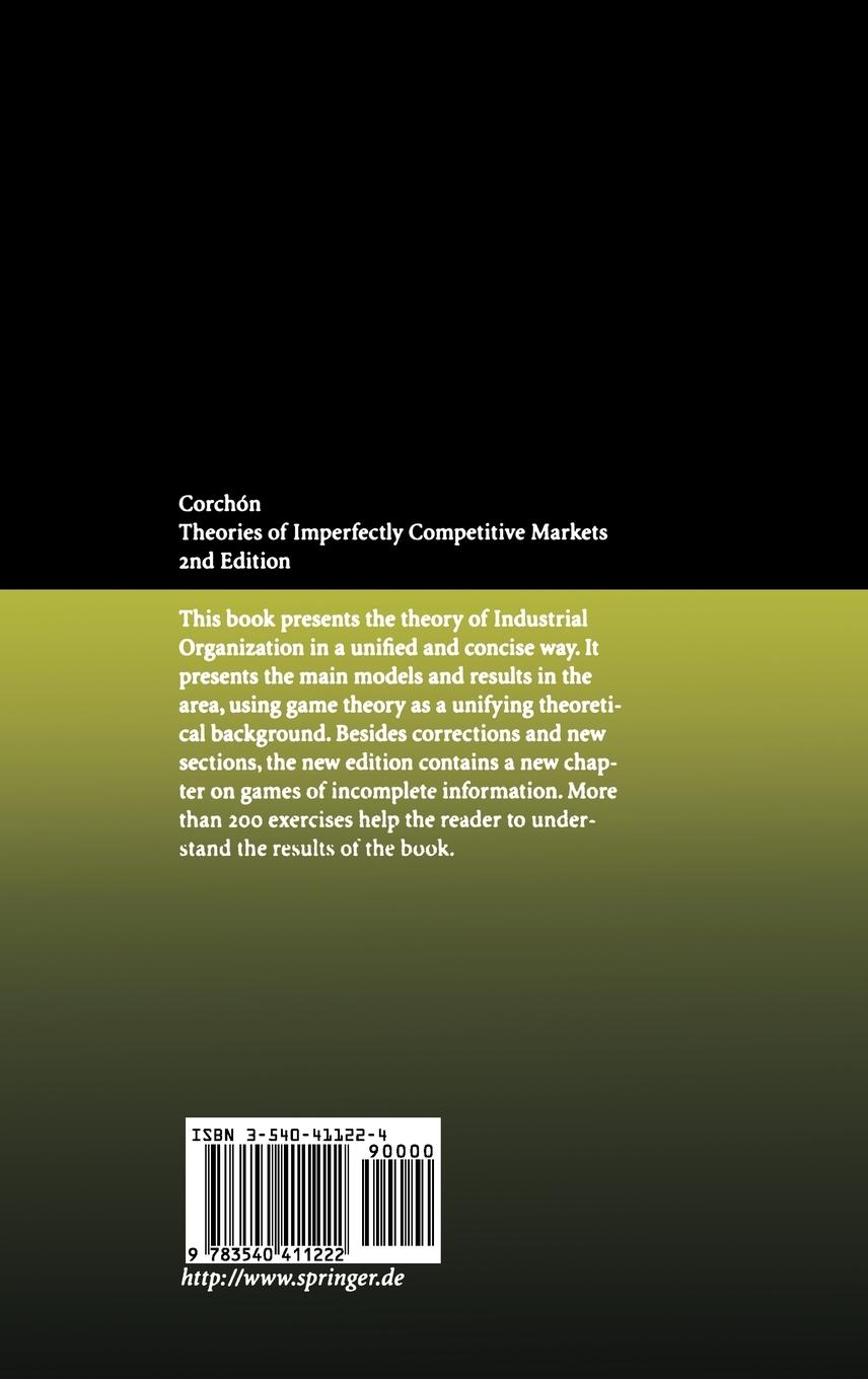 Rückseitencover Theories of Imperfectly Competitive Markets