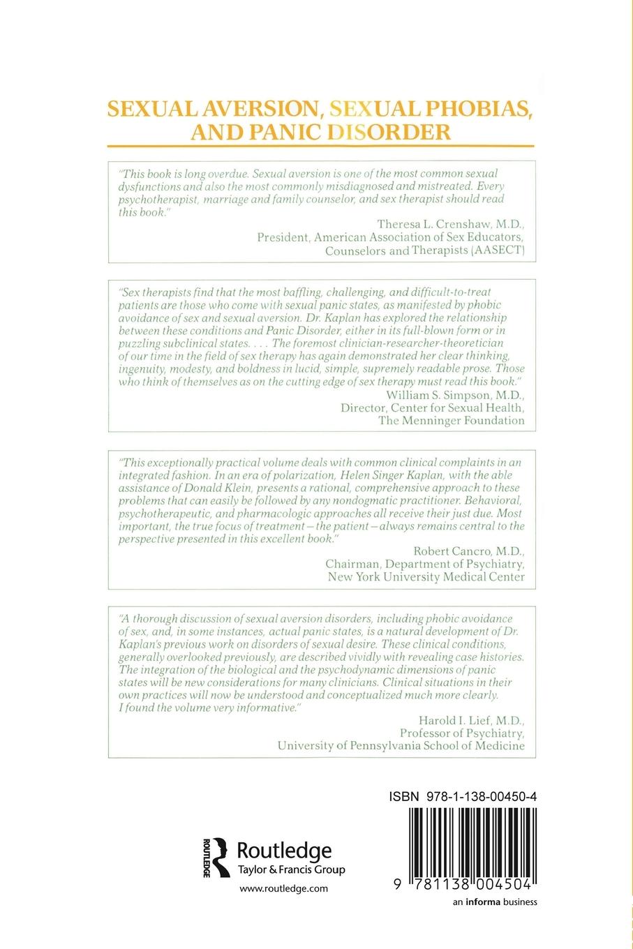 Rückseitencover Sexual Aversion, Sexual Phobias and Panic Disorder