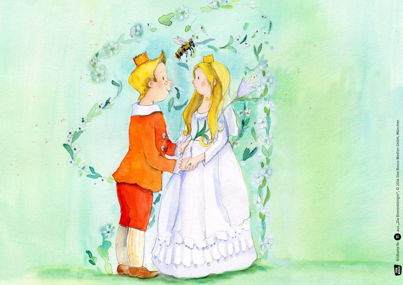Beispielinhalt (Bild) Die Bienenkönigin. Kamishibai Bildkartenset.