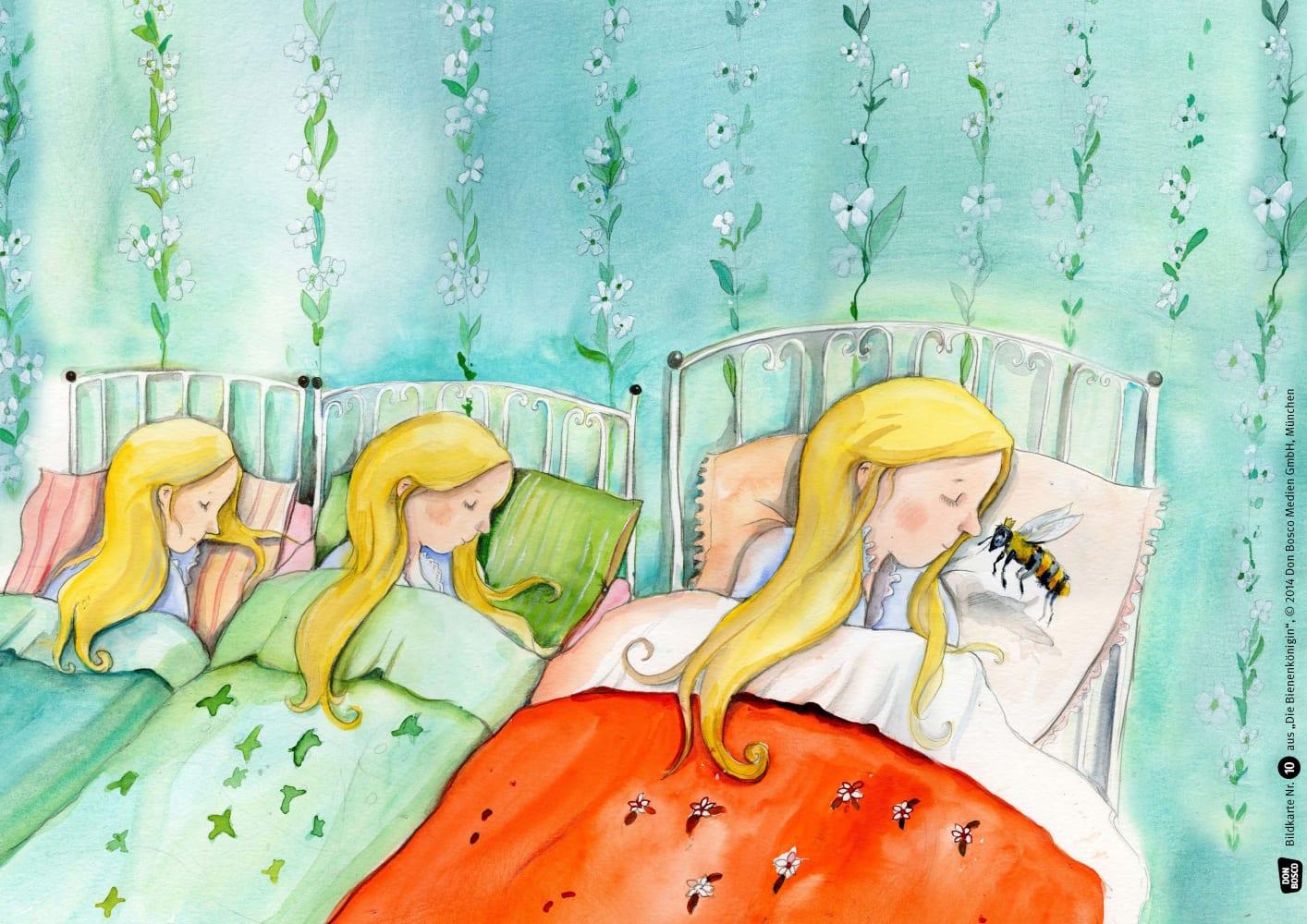 Beispielinhalt (Bild) Die Bienenkönigin. Kamishibai Bildkartenset.
