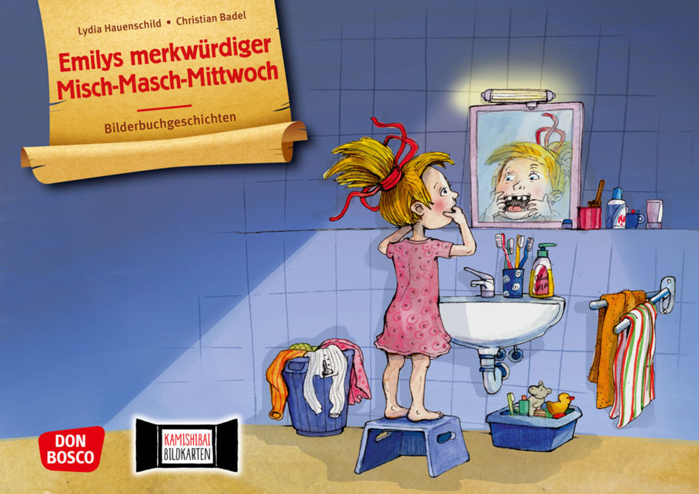 Vorderes Coverbild Emilys merkwürdiger Misch-Masch-Mittwoch. Kamishibai Bildkartenset.