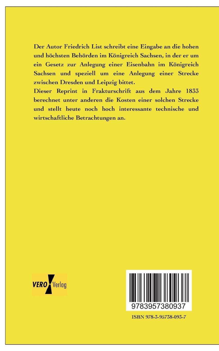 Rückseitencover Über ein sächsisches Eisenbahn-System als Grundlage eines allgemeinen deutschen Eisenbahn-Systems