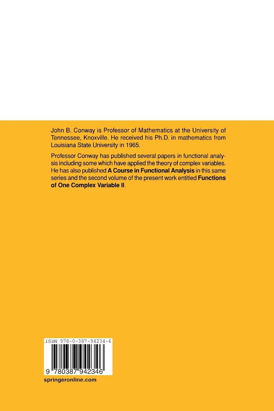 Rückseitencover Functions of One Complex Variable I