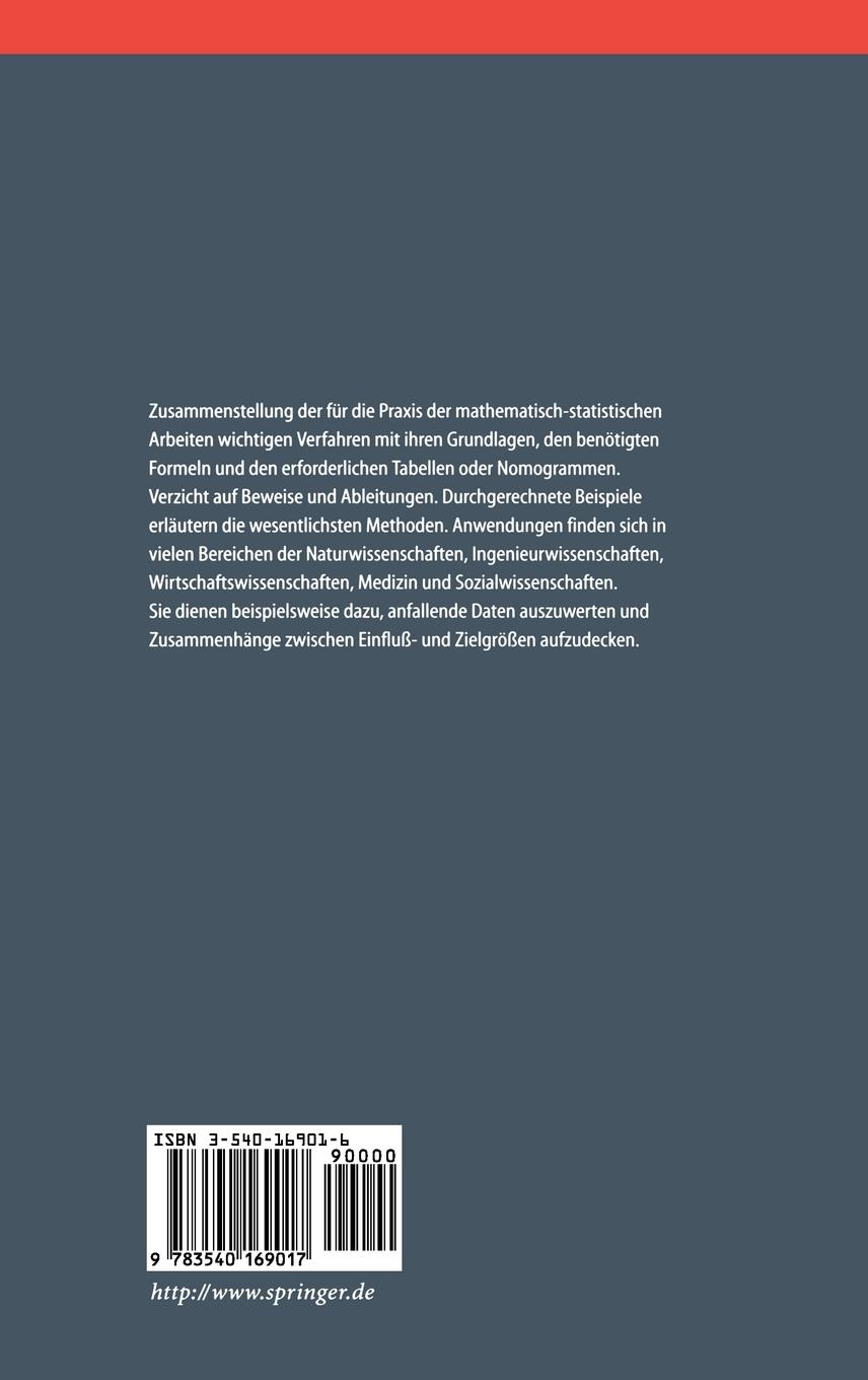 Rückseitencover Formeln und Tabellen der angewandten mathematischen Statistik