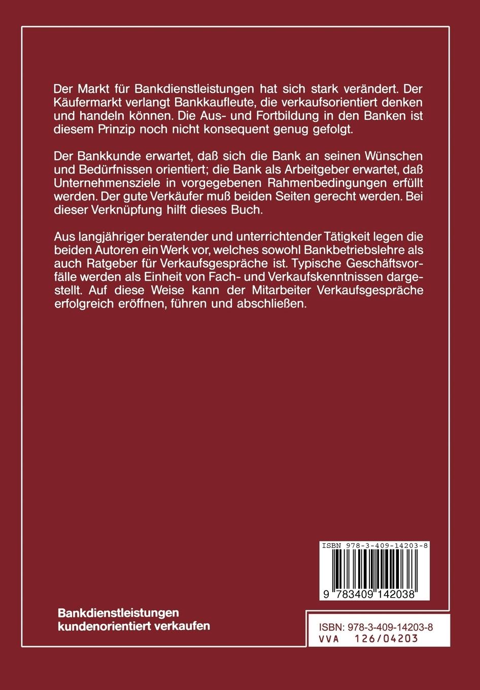 Rückseitencover Bankdienstleistungen kundenorientiert verkaufen