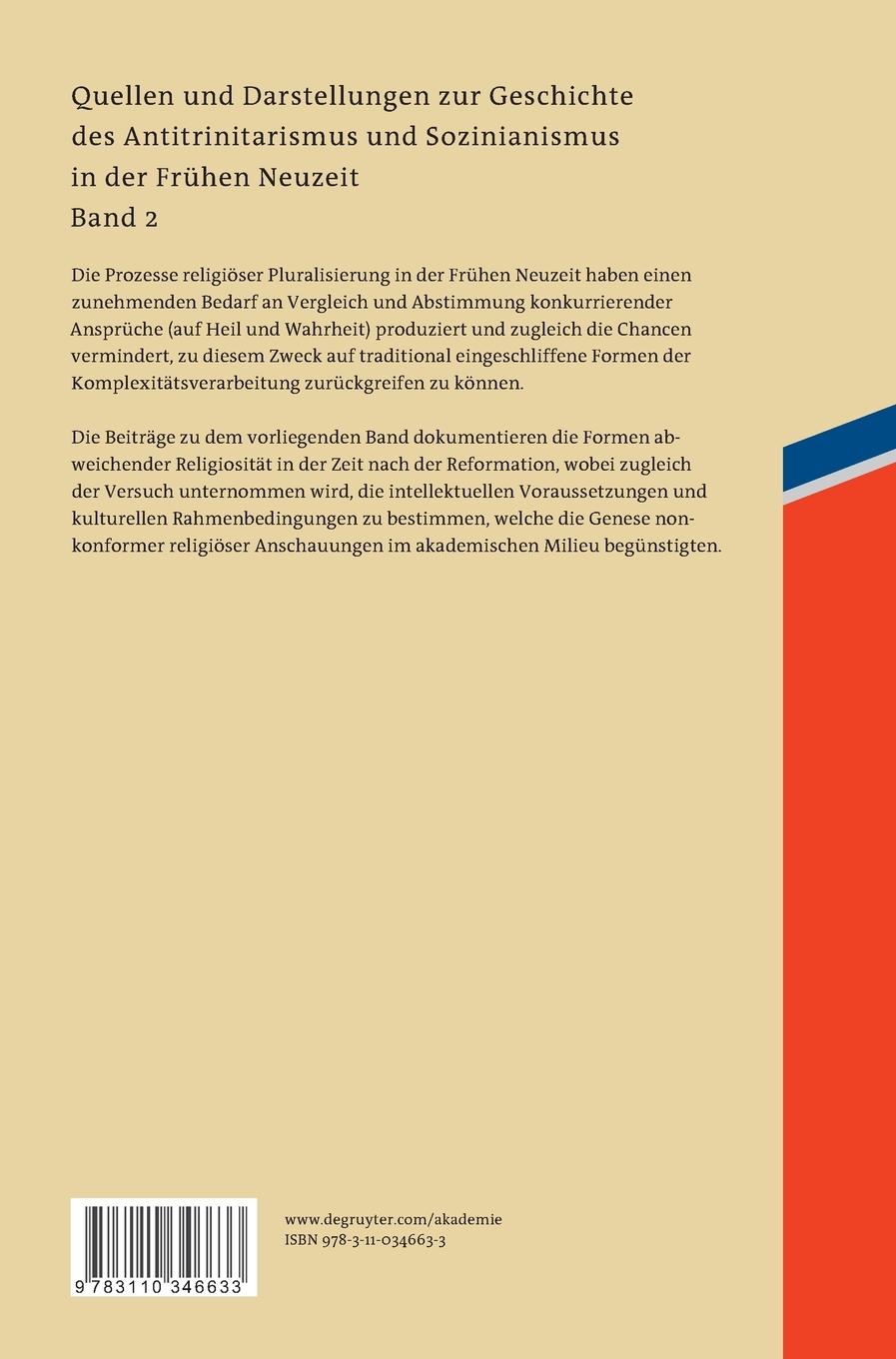 Rückseitencover Religiöser Nonkonformismus und frühneuzeitliche Gelehrtenkultur