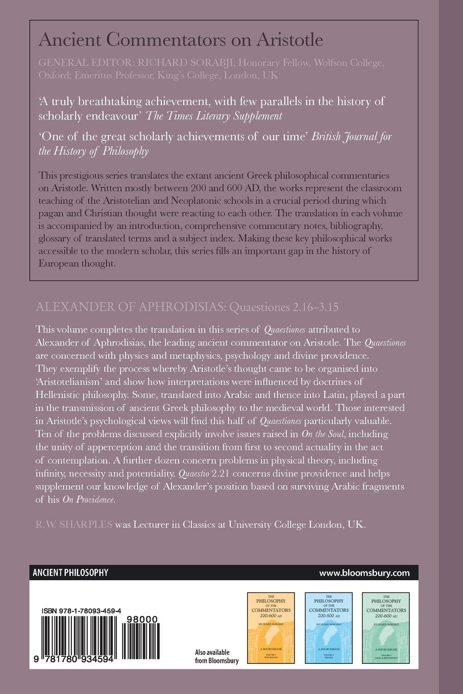 Rückseitencover Alexander of Aphrodisias