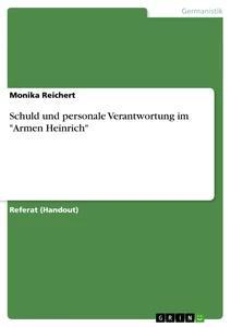 Vorderes Coverbild Schuld und personale Verantwortung im "Armen Heinrich"