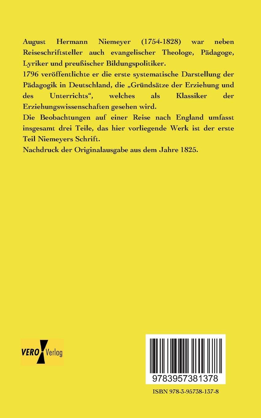 Rückseitencover Beobachtungen auf einer Reise nach England
