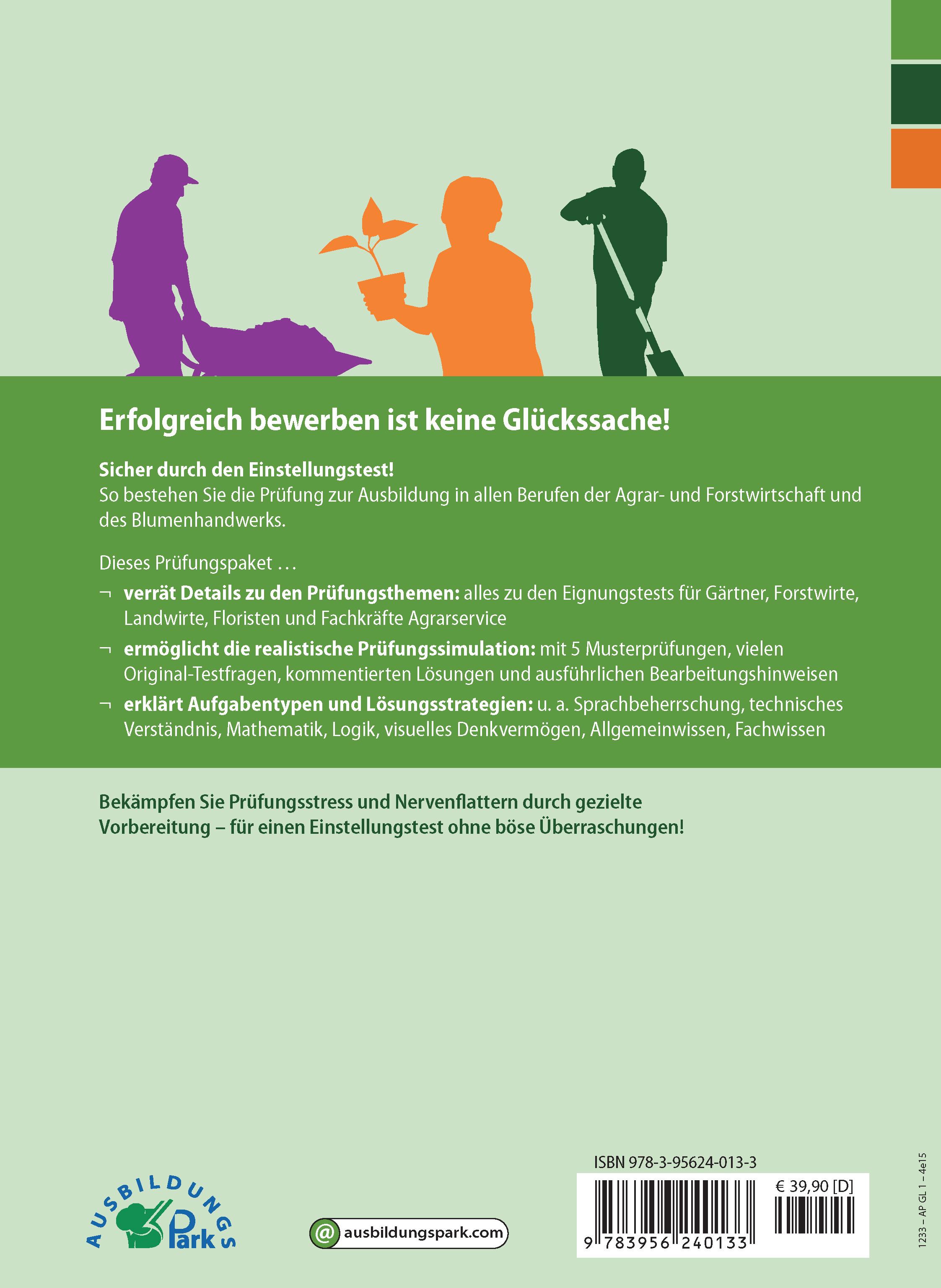 Rückseitencover Der Einstellungstest/Eignungstest zur Ausbildung: Gärtner, Forstwirt, Landwirt, Florist und Fachkraft Agrarservice