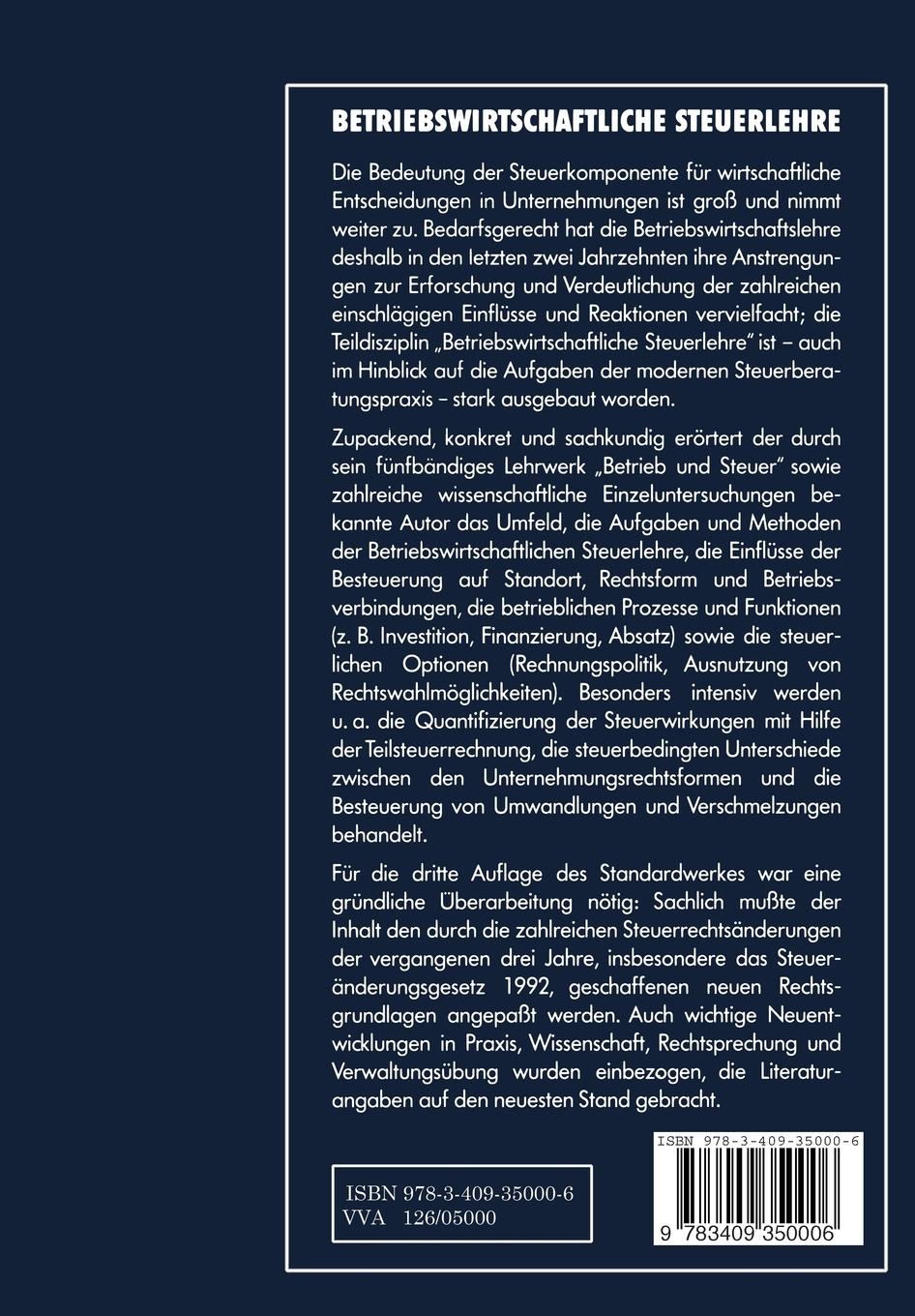 Rückseitencover Betriebswirtschaftliche Steuerlehre