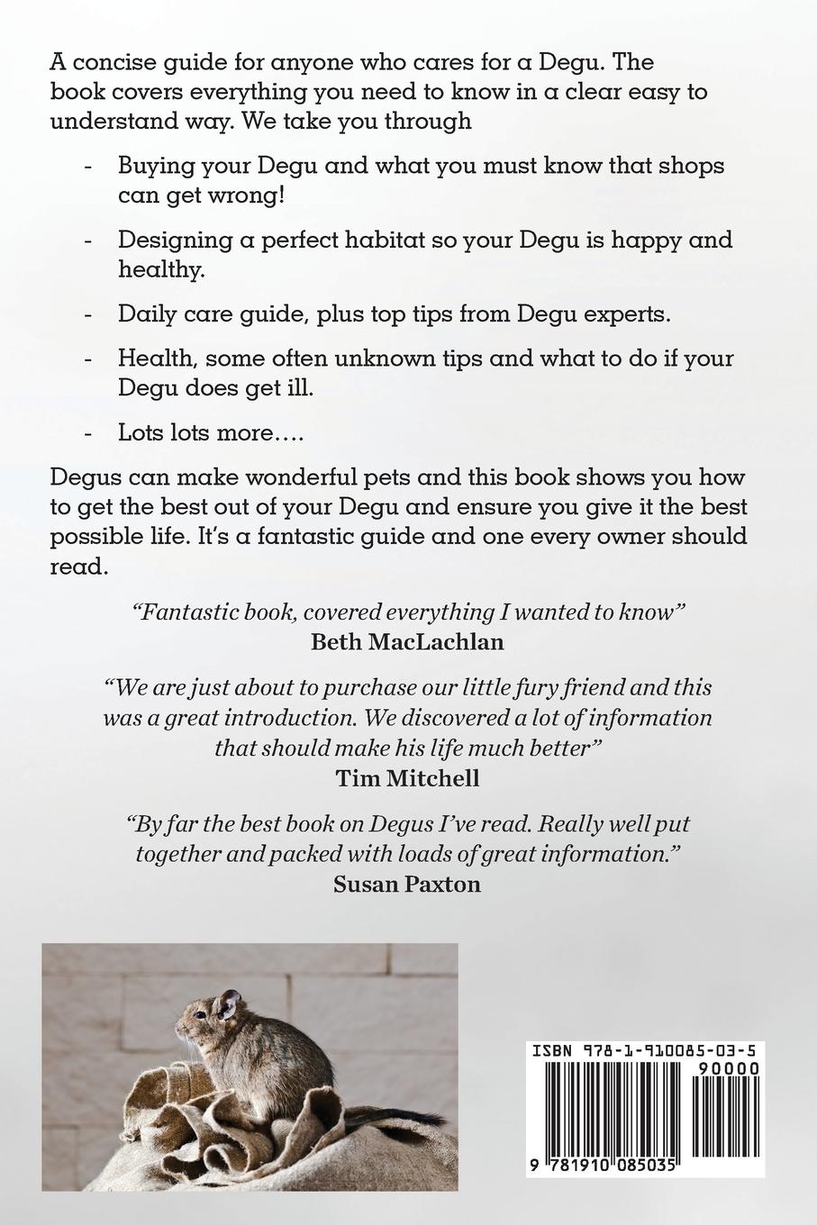 Rückseitencover Degus as Pets, a Complete Degu Care Guide