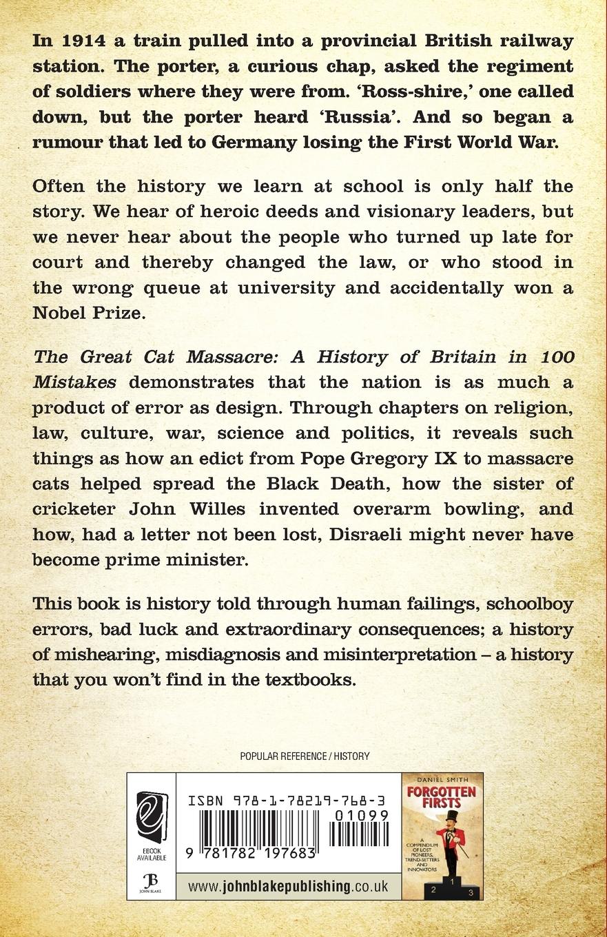 Rückseitencover The Great Cat Massacre - A History of Britain in 100 Mistakes