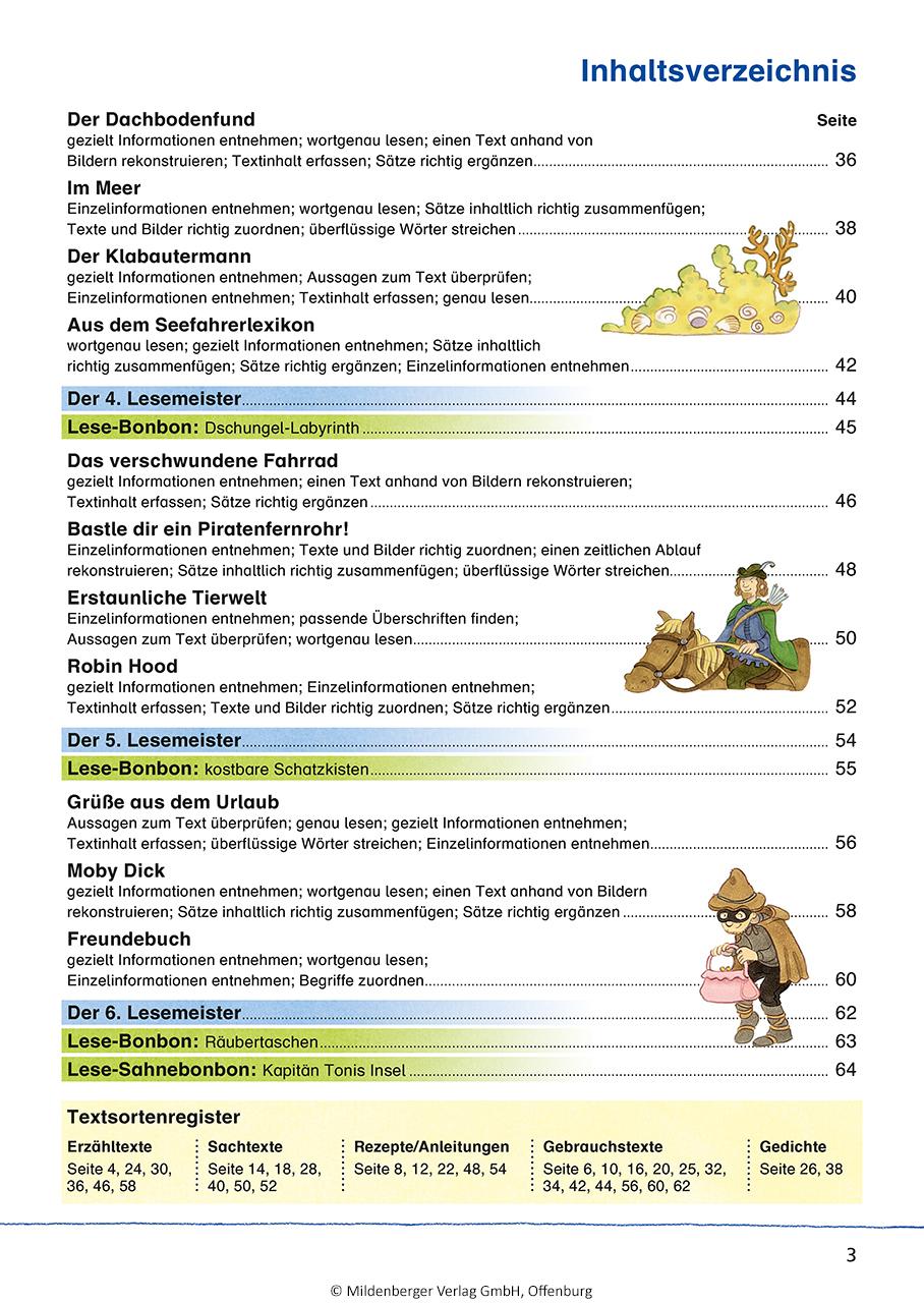 Beispielinhalt (Bild) Das Übungsheft Lesen 2