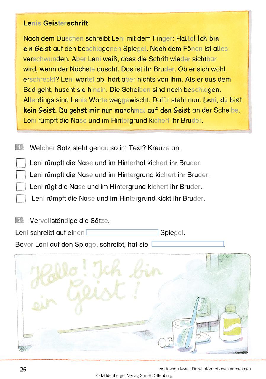 Beispielinhalt (Bild) Das Übungsheft Lesen 3