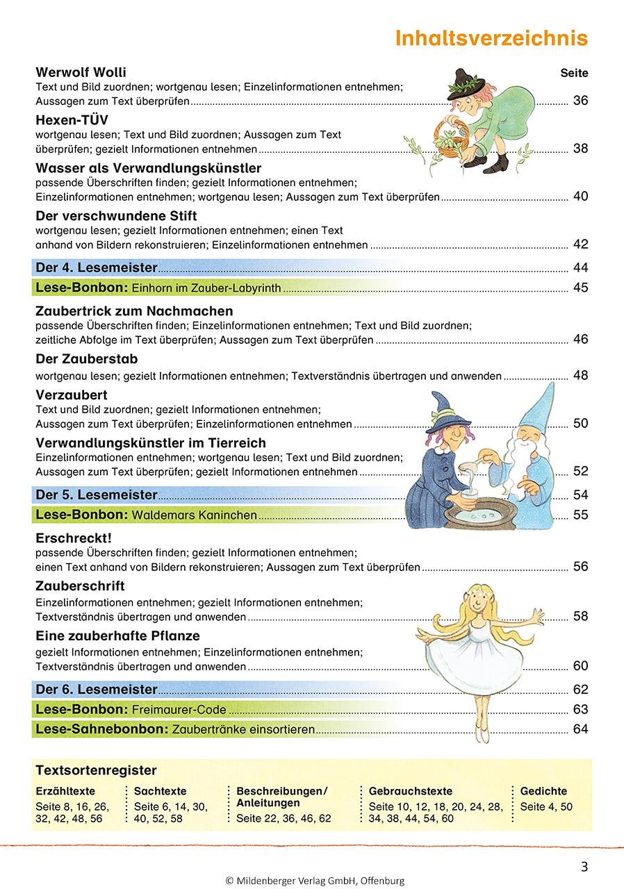 Beispielinhalt (Bild) Das Übungsheft Lesen 3