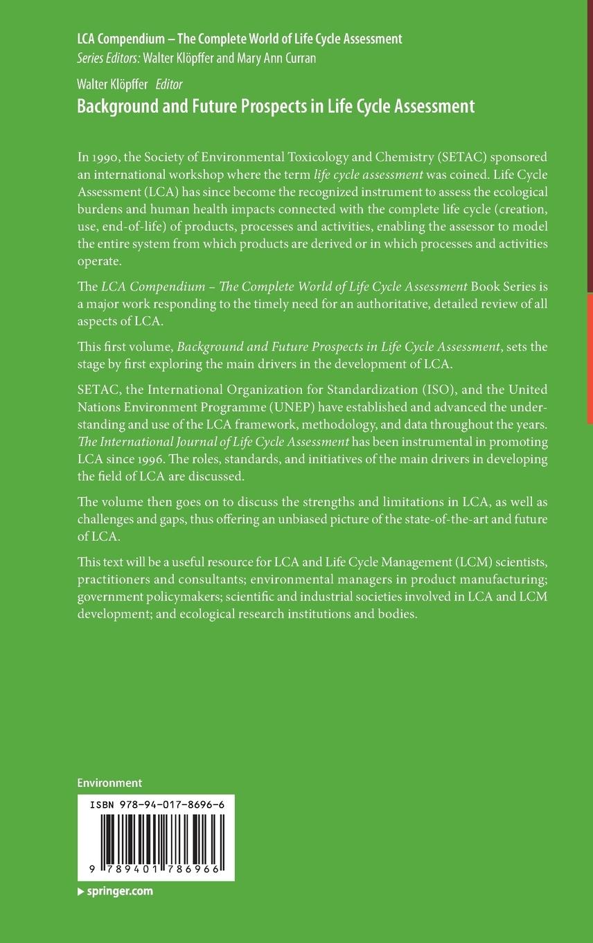 Rückseitencover Background and Future Prospects in Life Cycle Assessment