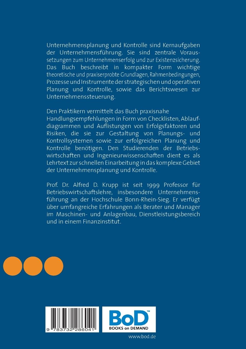 Rückseitencover Unternehmensplanung und Kontrolle