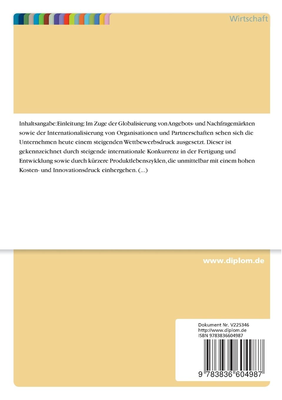 Rückseitencover Untersuchung und Anwendung der Wertstrommethode zur Optimierung der Material- und Informationsflüsse am Beispiel eines Zulieferers der Robert Bosch GmbH