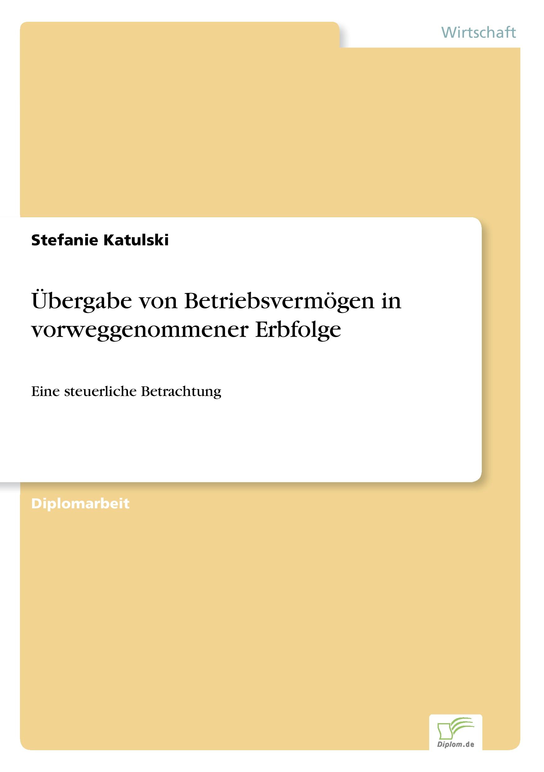 Vorderes Coverbild Übergabe von Betriebsvermögen in vorweggenommener Erbfolge