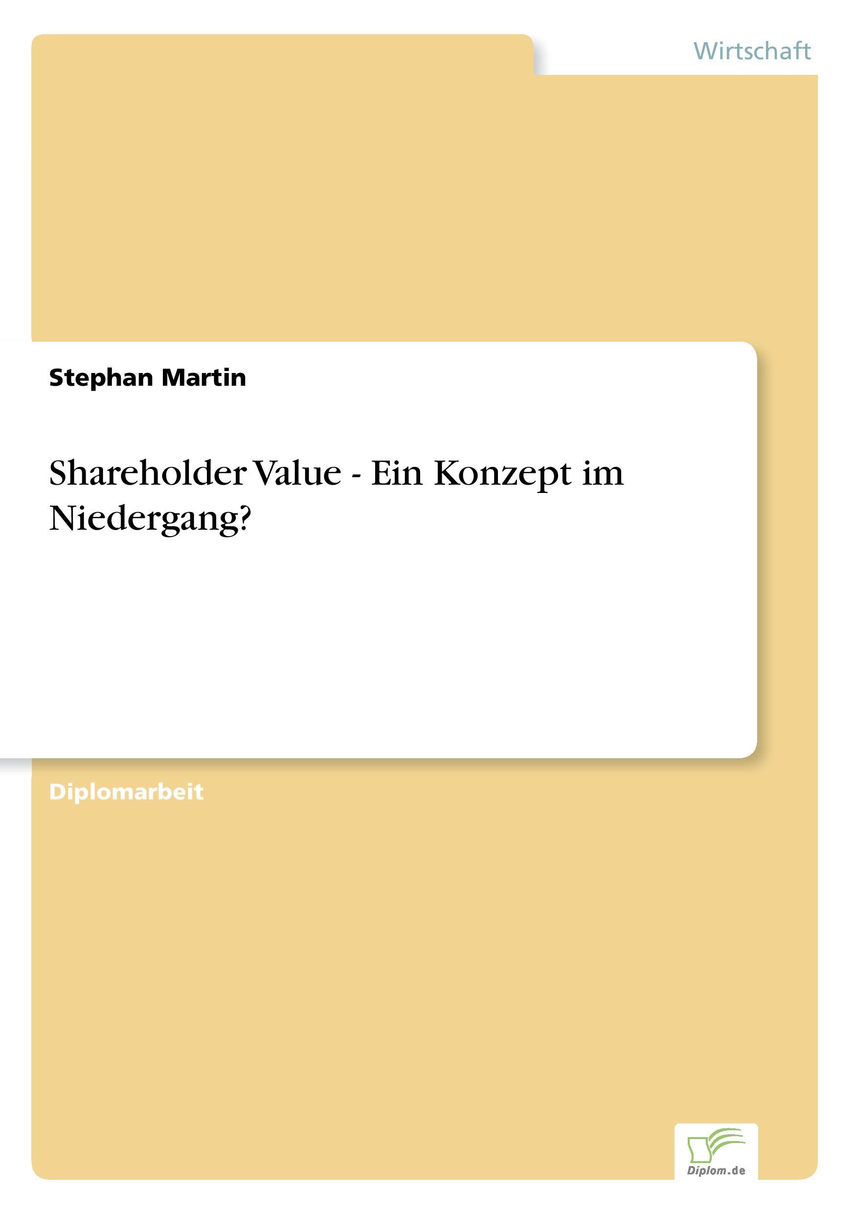 Vorderes Coverbild Shareholder Value - Ein Konzept im Niedergang?