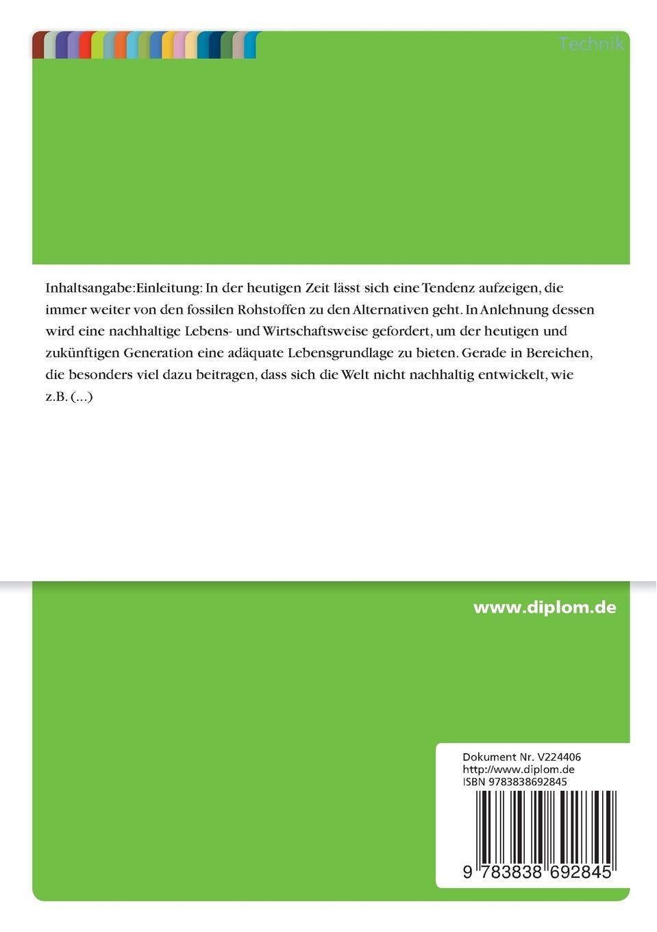 Rückseitencover Grenzen und Möglichkeiten der Etablierung von Biokraftstoffen im Markt am Beispiel von SunFuel