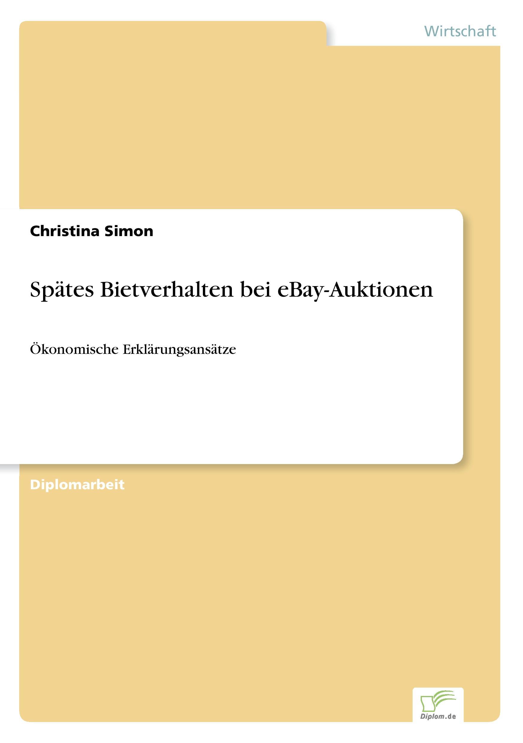 Vorderes Coverbild Spätes Bietverhalten bei eBay-Auktionen
