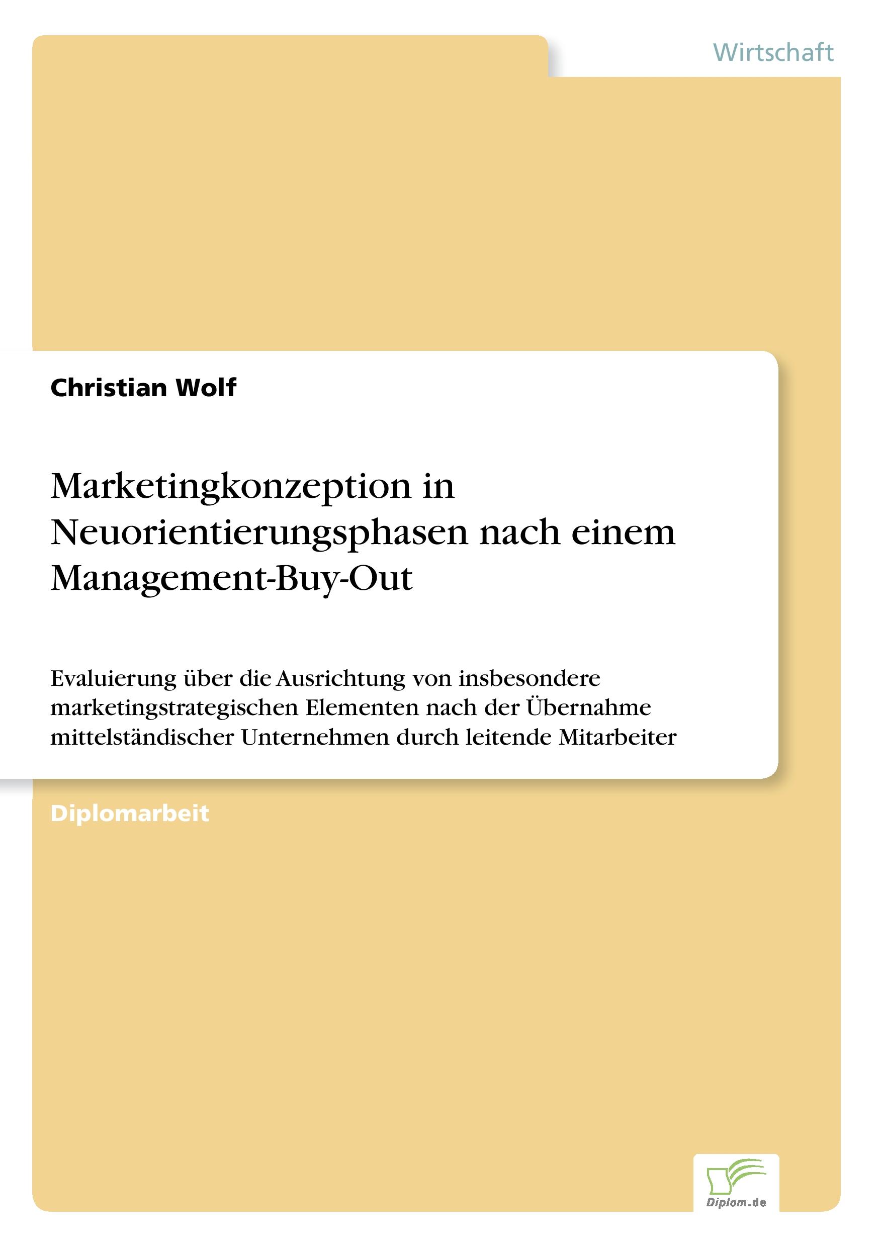 Vorderes Coverbild Marketingkonzeption in Neuorientierungsphasen nach einem Management-Buy-Out