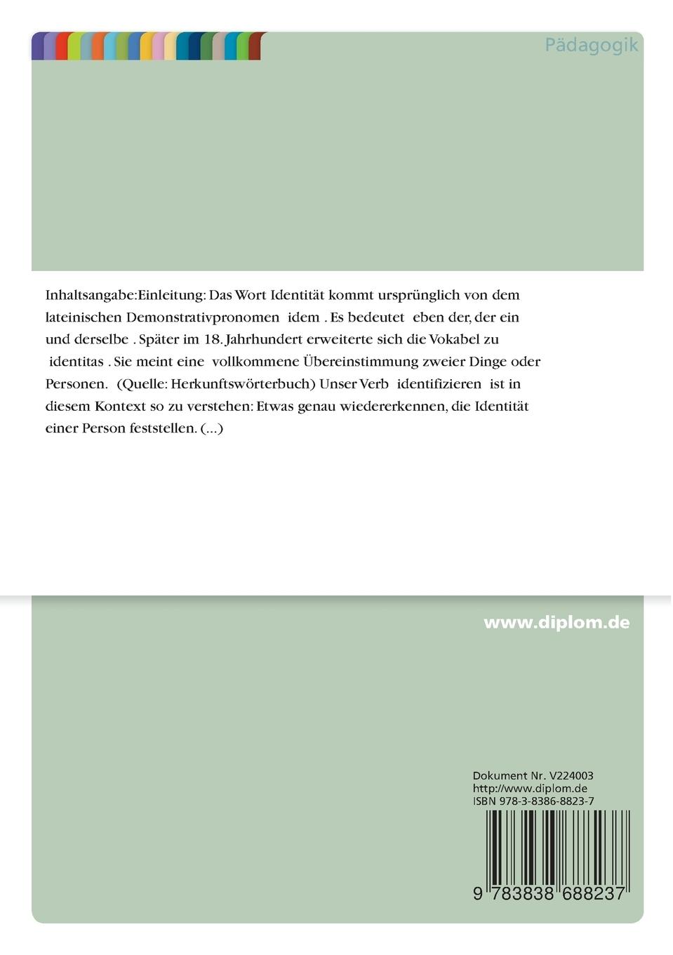 Rückseitencover Jugend und Identität