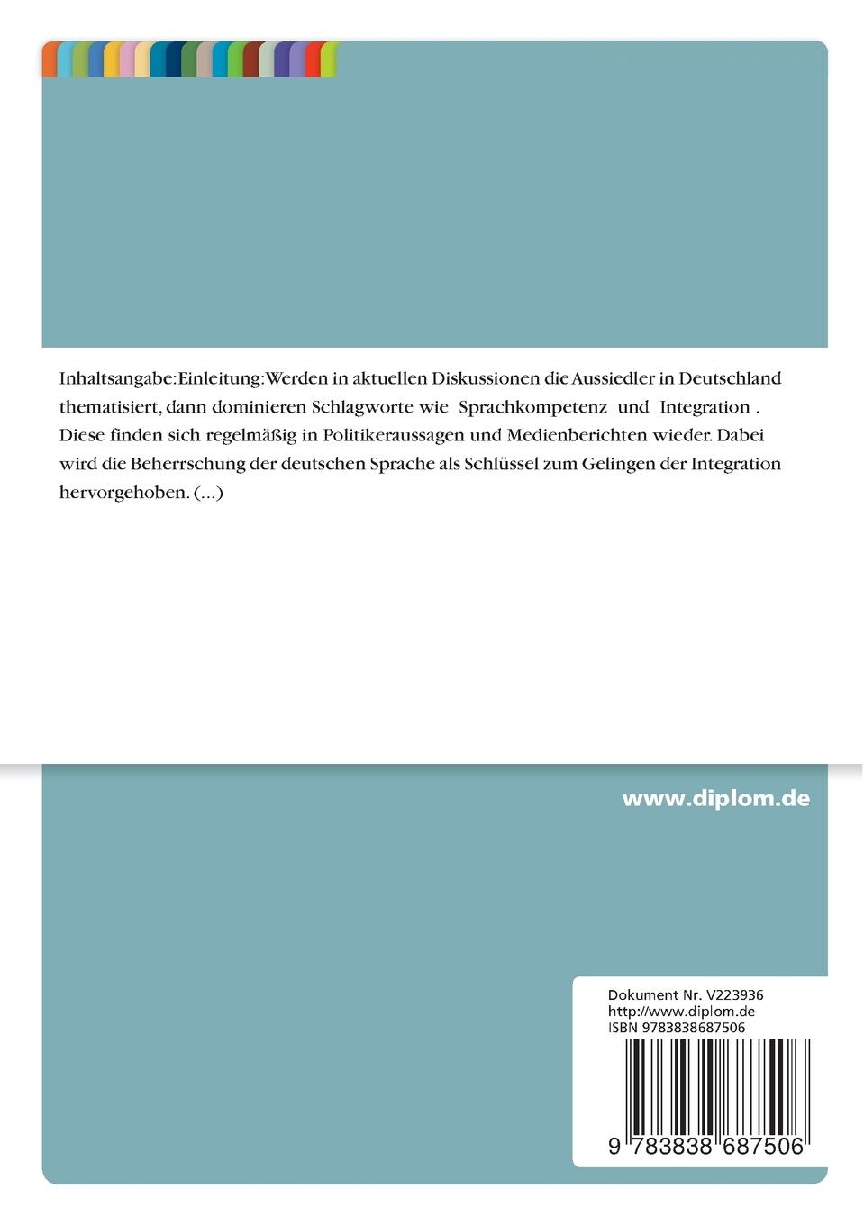 Rückseitencover Zum Vertrauen rußlanddeutscher Aussiedler in die Duisburger Polizei