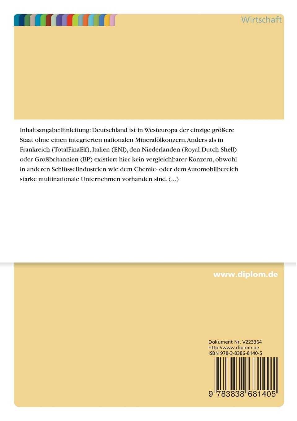 Rückseitencover Warum hat sich in Deutschland kein integrierter nationaler Mineralölkonzern herausgebildet?