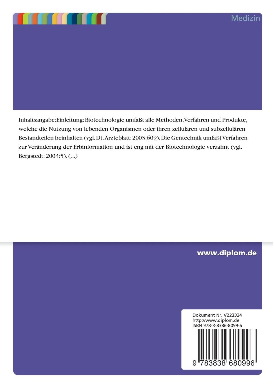 Rückseitencover Medizinische und ökonomische Perspektiven der roten Gen- und Biotechnologie