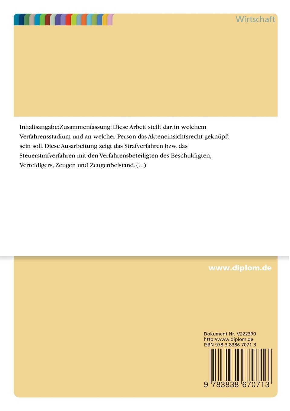 Rückseitencover Akteneinsichtsrecht des Zeugenbeistands im Steuerstrafverfahren