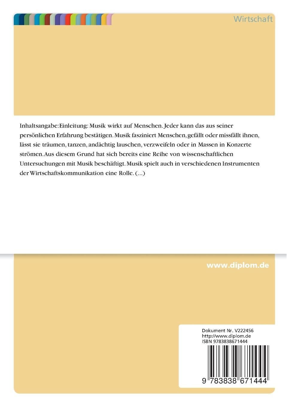 Rückseitencover Musik - ein Medium der Wirtschaftskommunikation?