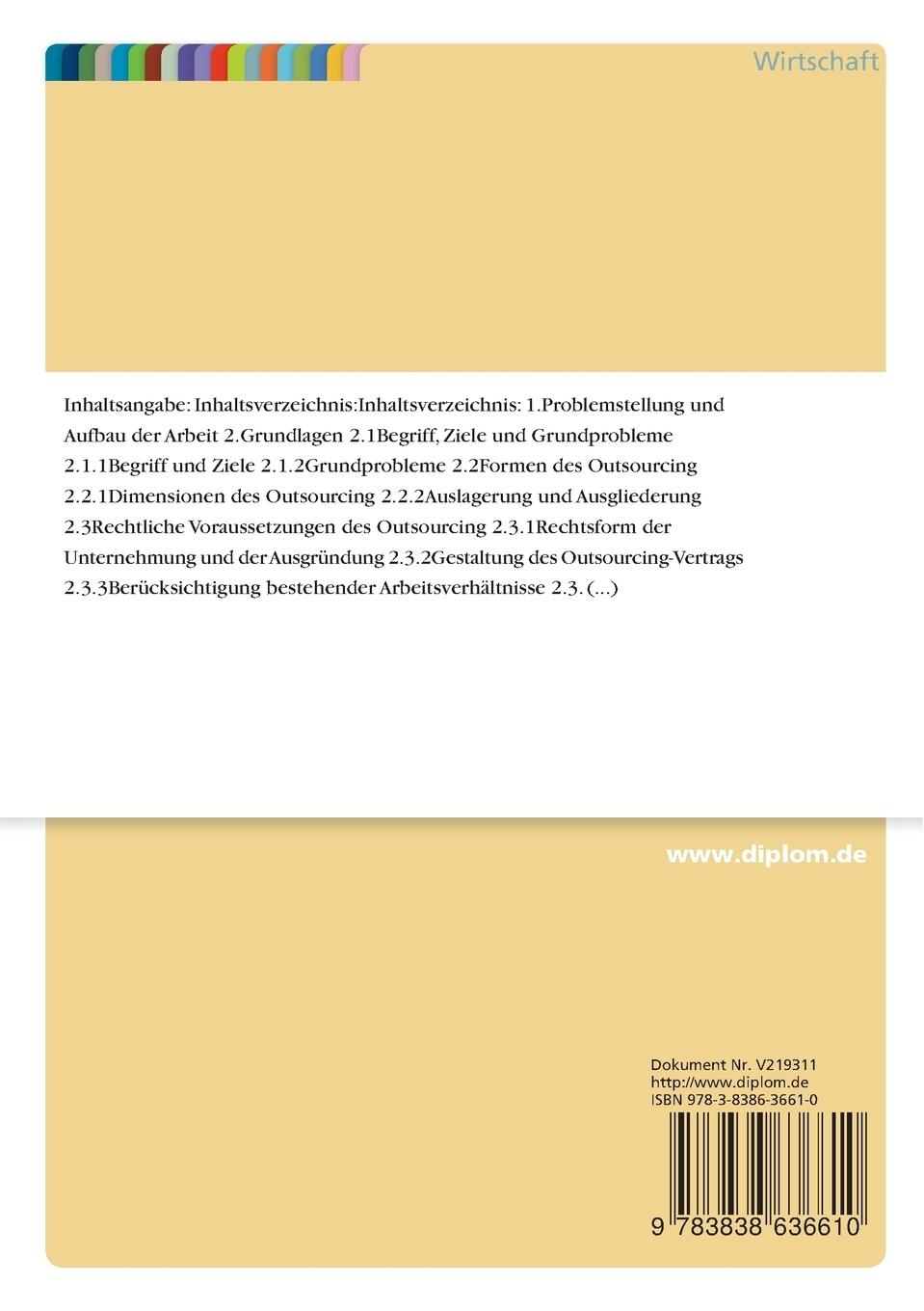 Rückseitencover Outsourcing personalwirtschaftlicher Funktionen