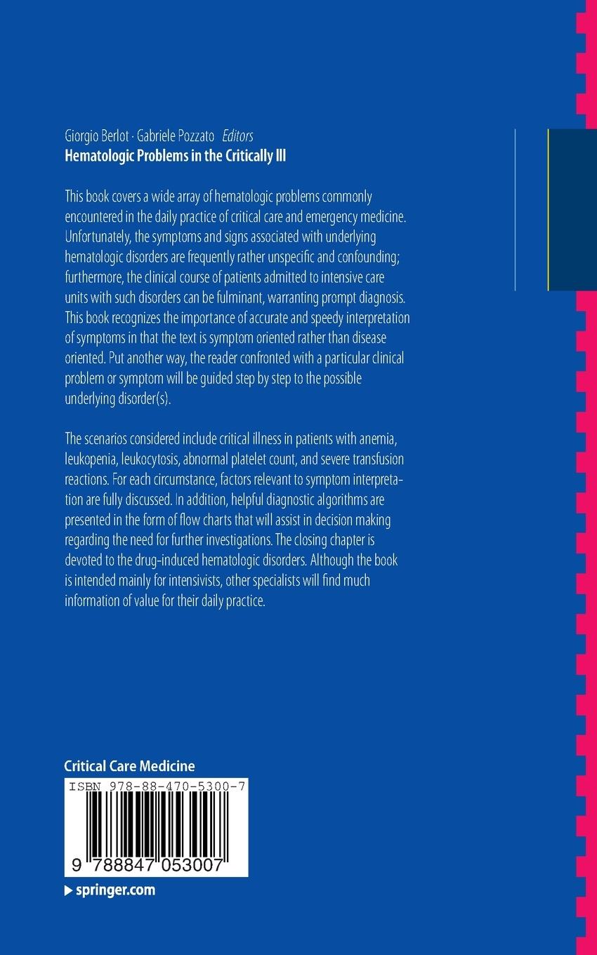 Rückseitencover Hematologic Problems in the Critically Ill