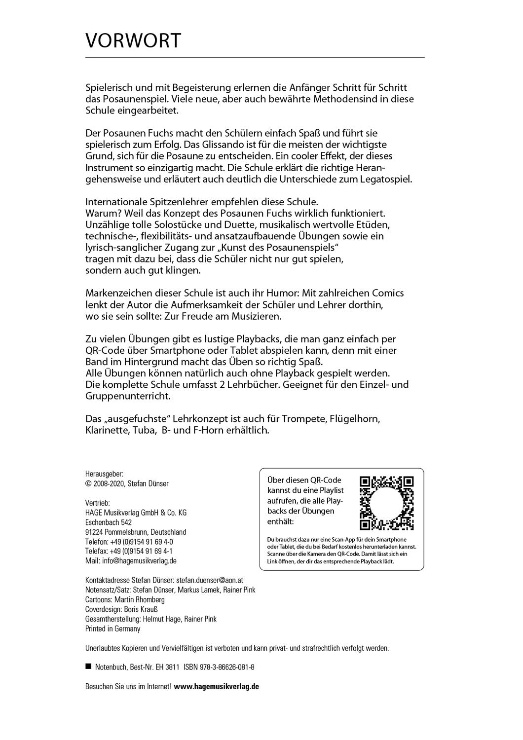 Beispielinhalt (Bild) Posaunen Fuchs Band 1 mit QR-Code