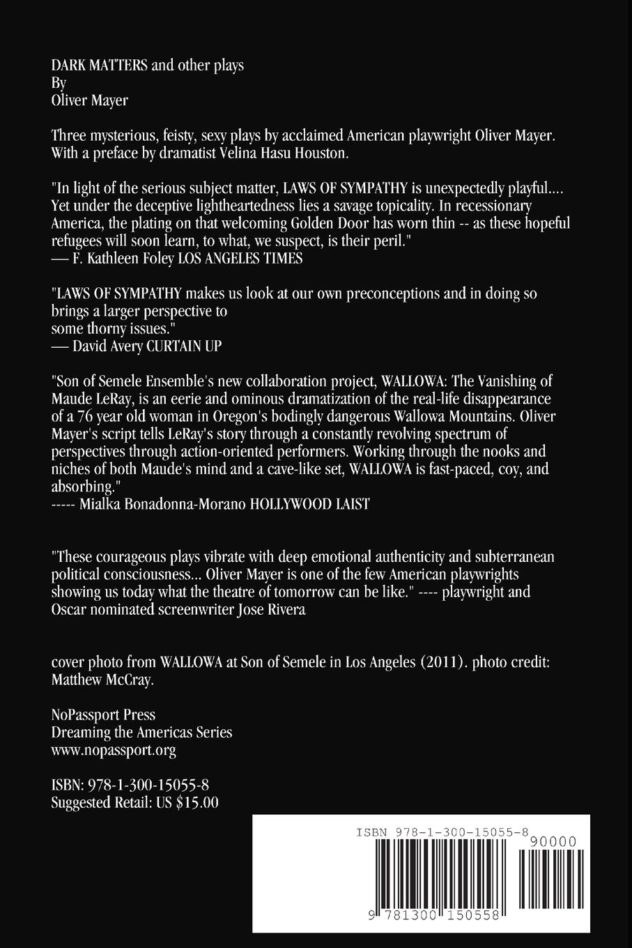 Rückseitencover Dark Matters and Other Plays