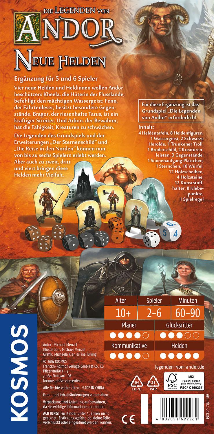 Rückseitencover Die Legenden von Andor - Erweiterung - Neue Helden