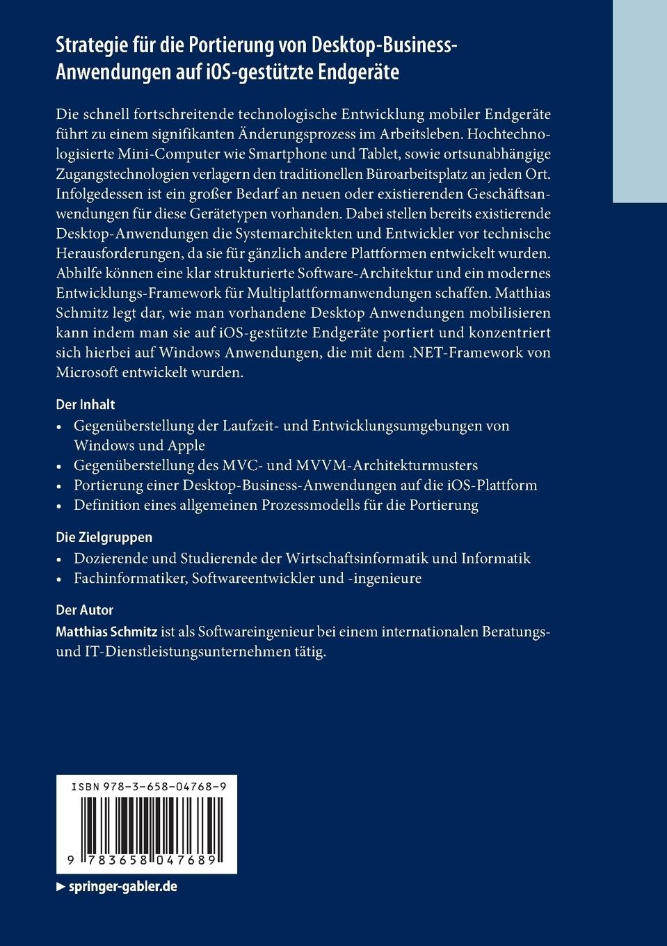 Rückseitencover Strategie für die Portierung von Desktop-Business-Anwendungen auf iOS-gestützte Endgeräte