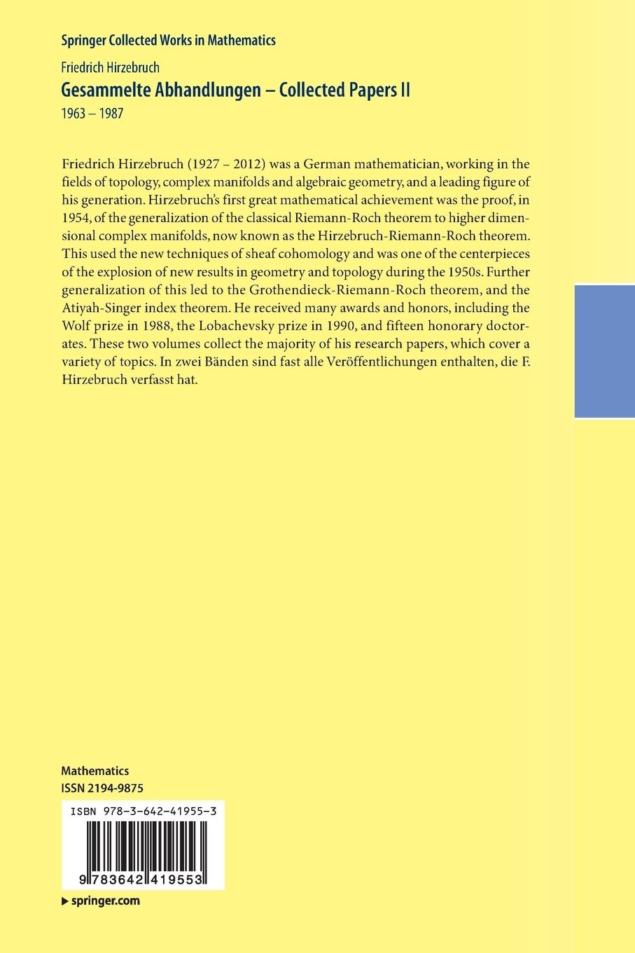 Rückseitencover Gesammelte Abhandlungen - Collected Papers II