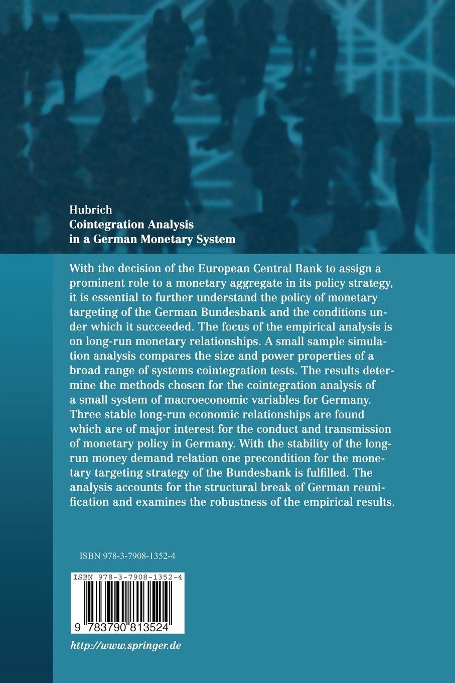 Rückseitencover Cointegration Analysis in a German Monetary System