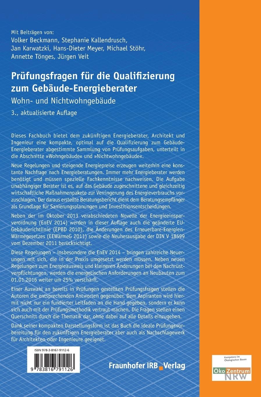 Rückseitencover Prüfungsfragen für die Qualifizierung zum Gebäude-Energieberater.