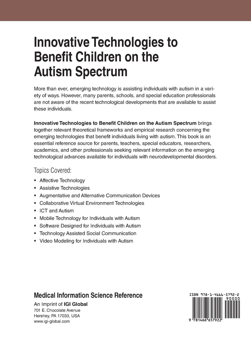 Rückseitencover Innovative Technologies to Benefit Children on the Autism Spectrum