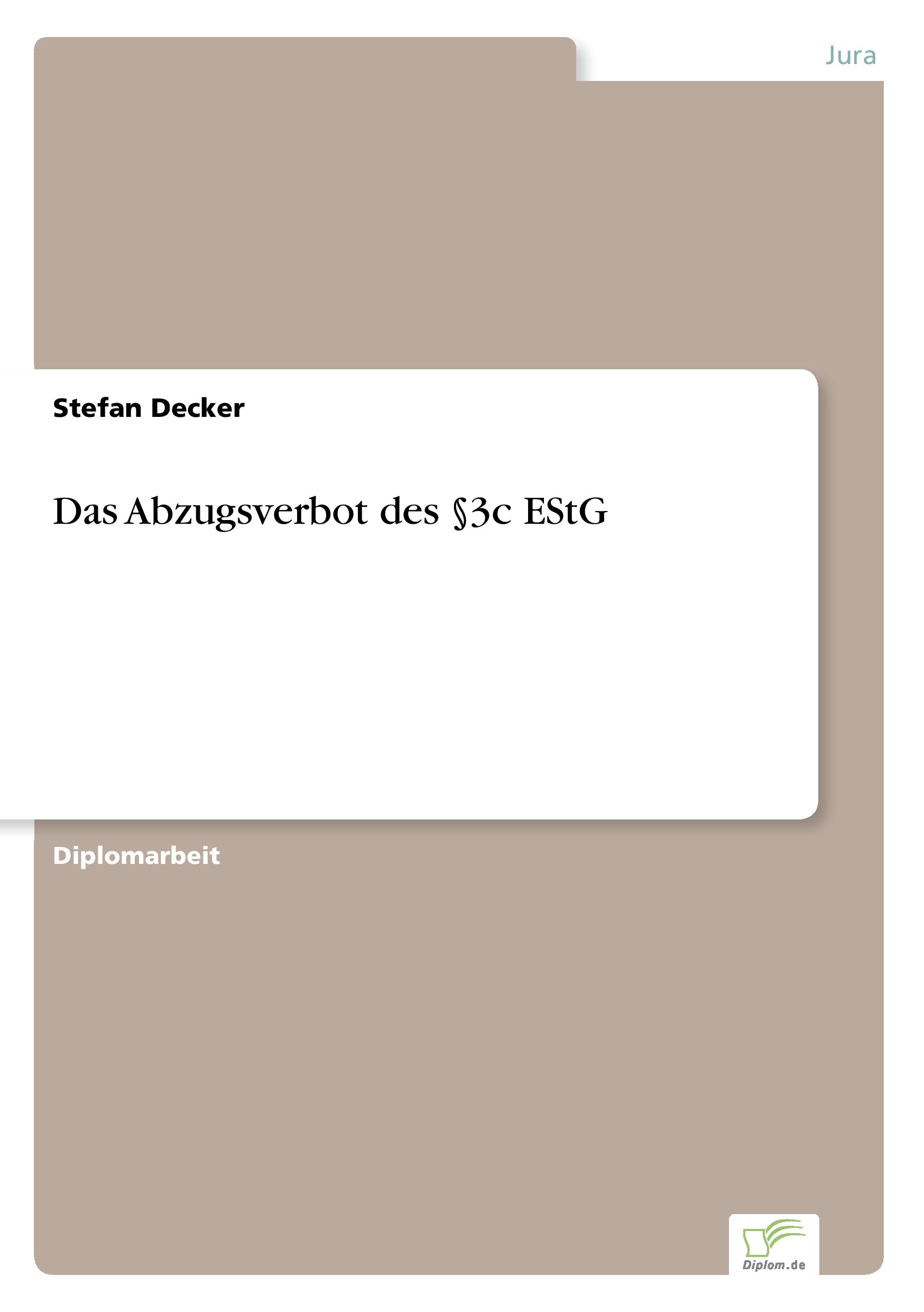 Vorderes Coverbild Das Abzugsverbot des §3c EStG
