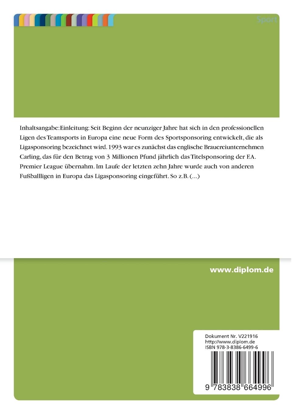 Rückseitencover Ligasponsoring im Profisport