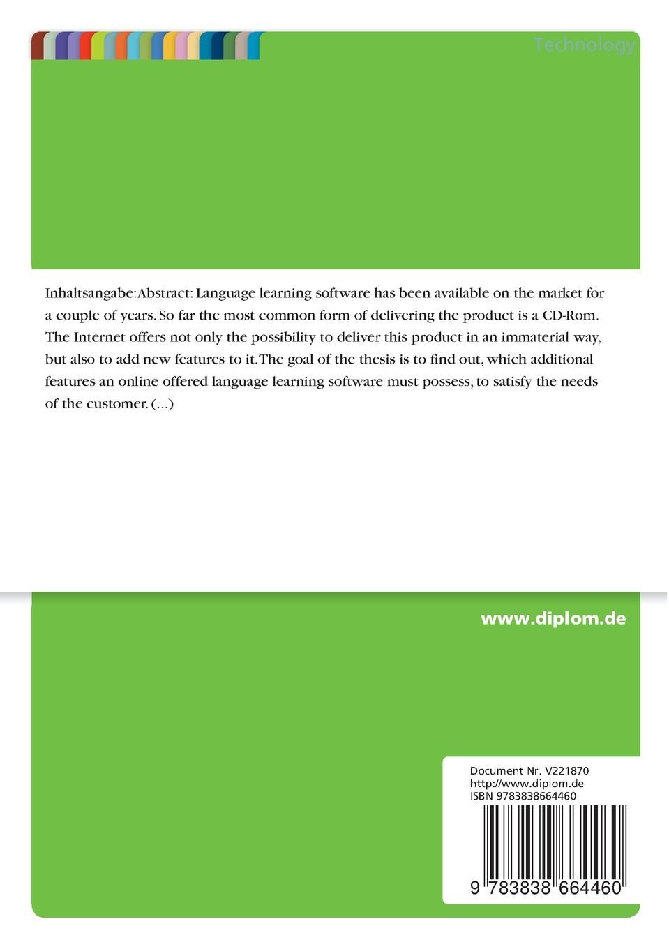 Rückseitencover E-Learning and foreign languages