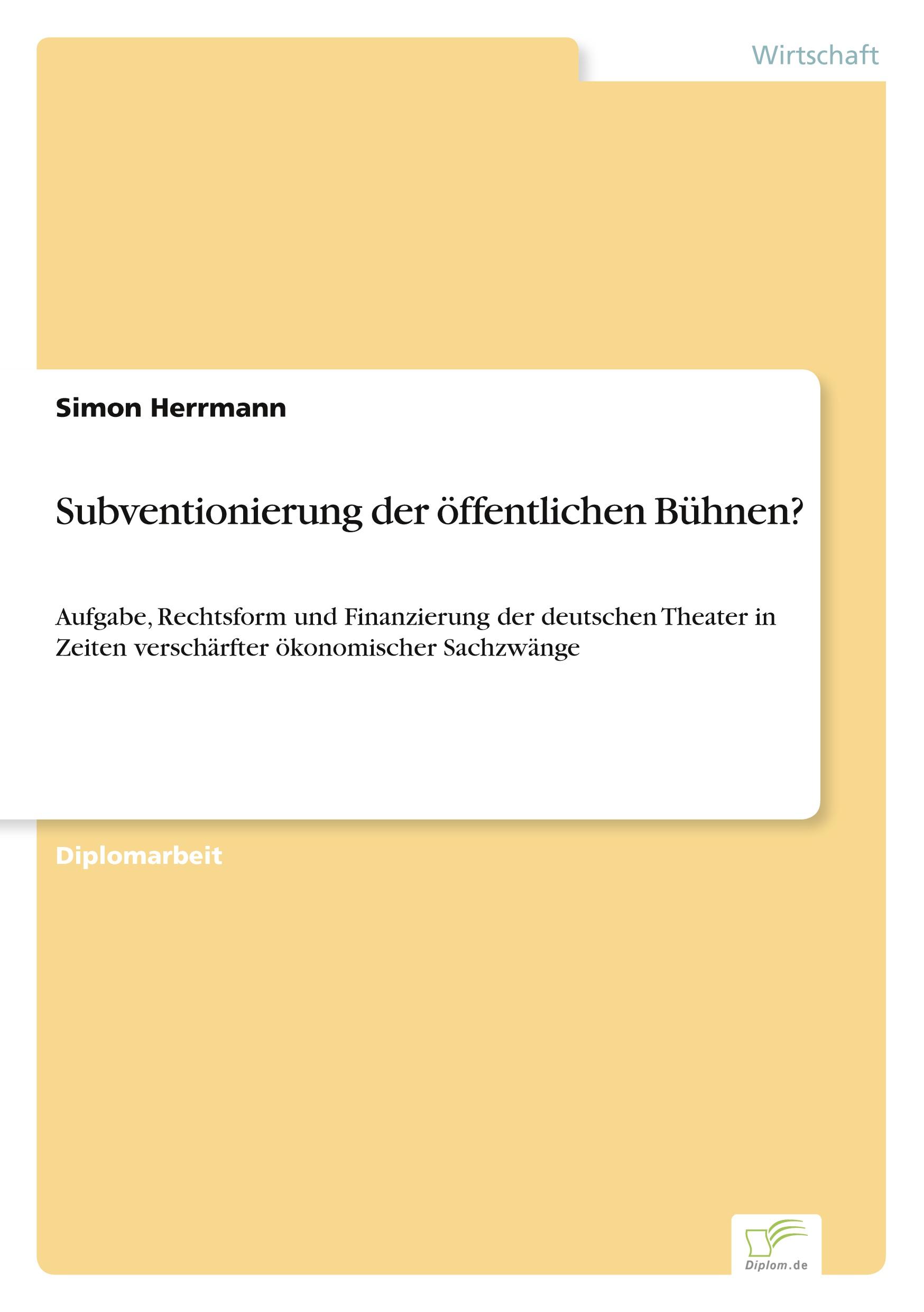 Vorderes Coverbild Subventionierung der öffentlichen Bühnen?