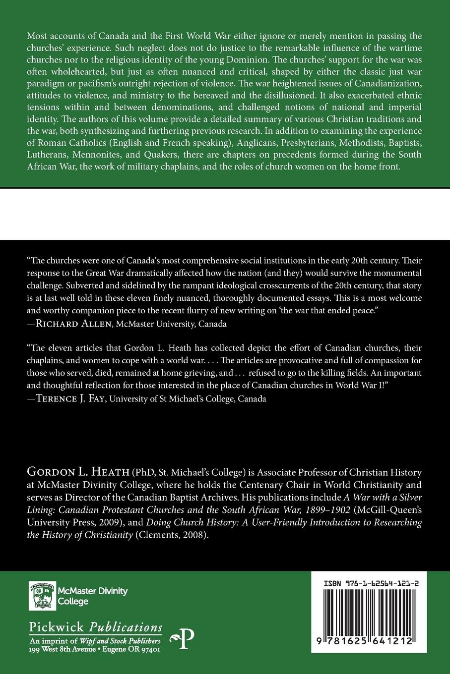 Rückseitencover Canadian Churches and the First World War