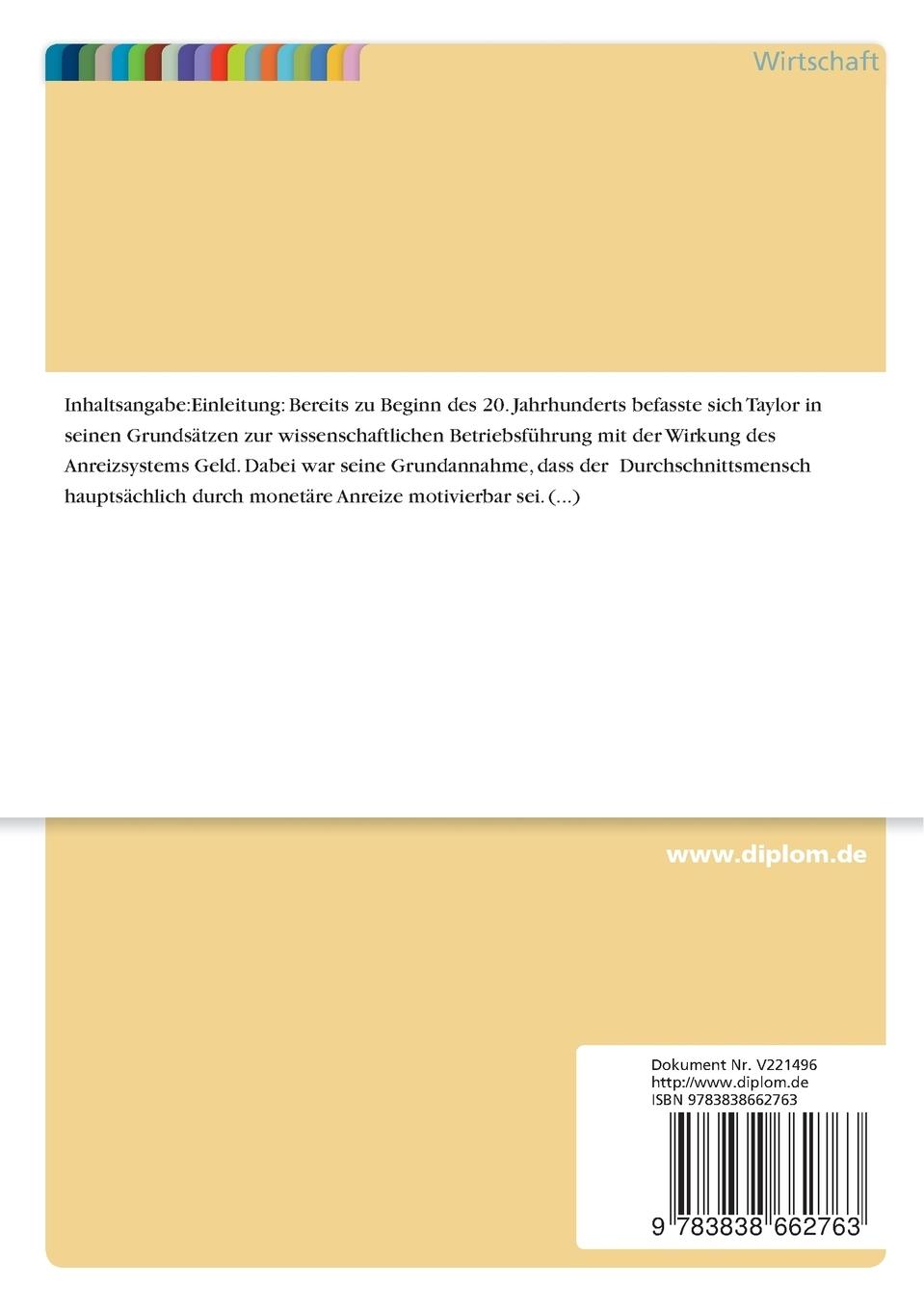 Rückseitencover Geld als Anreizinstrument